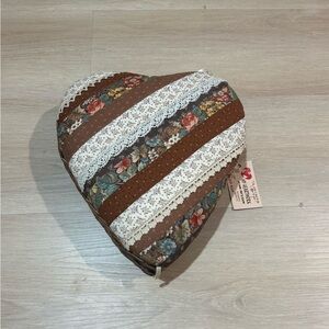 Heart Shaped Vintage Basket - Hand made fabric/lace patchwork decorated